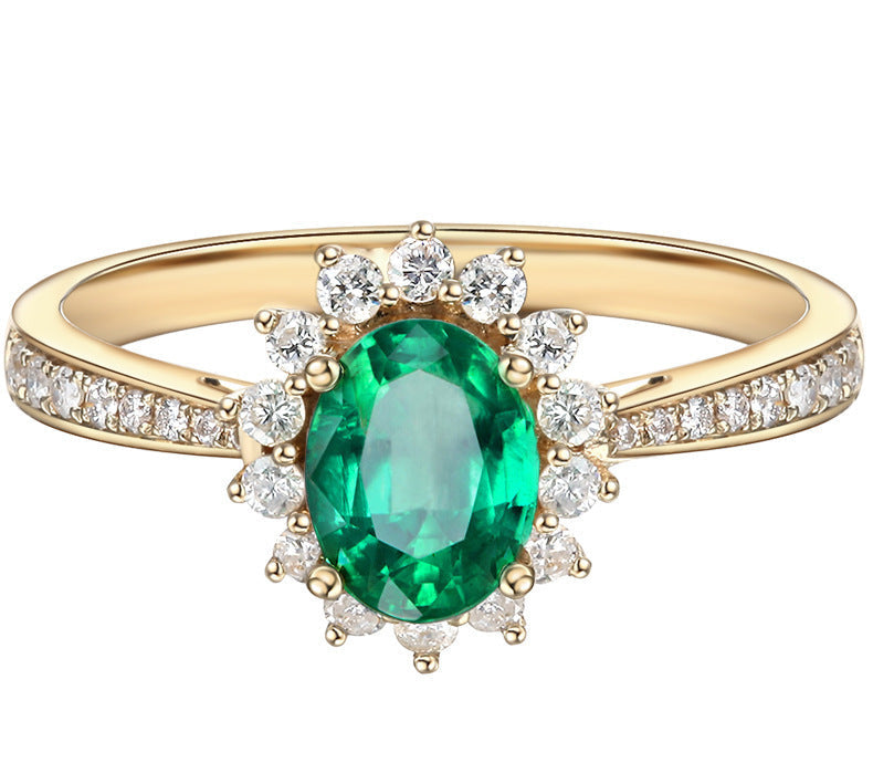Fashionable 18K Gold-plated Emerald Ring For Women