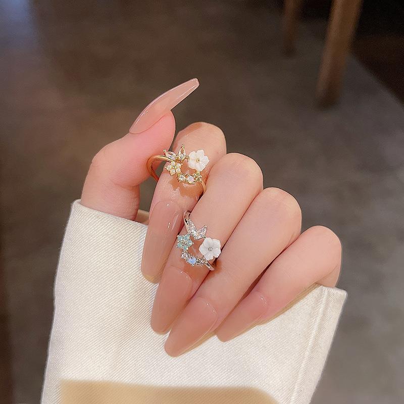 Light Luxury Minority Adjustable Flower Zircon Butterfly Ring