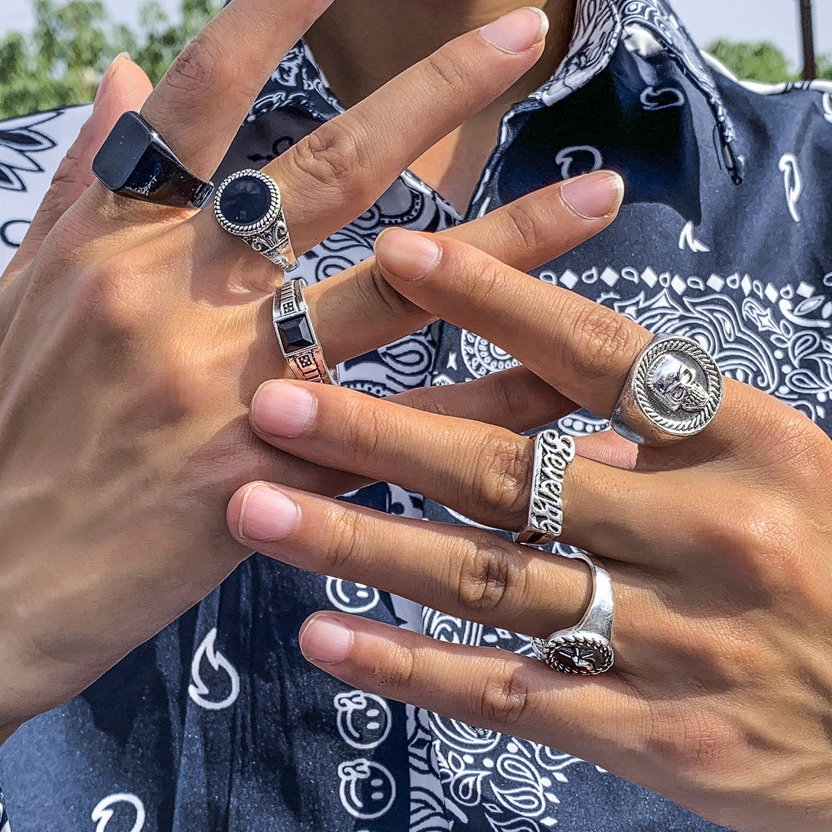 6 Pieces Ring Set Simple Personality Fashion Trendy Retro Cover