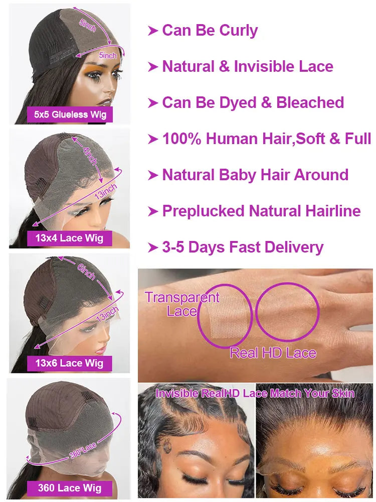 Water Curly 300 Density Glueless Human Hair Lace Front Wig Loose Deep Wave Brazilian 13x6 360 Full HD Lace Frontal Wig For Women