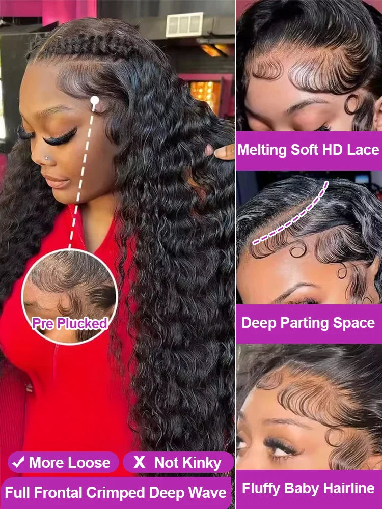 13x6 360 Hd Lace Frontal Wig Loose Deep Wave Wigs Brazilian Women Curly Human Hair 40 46Inch Water Wave 13x4 Lace Front Wig 300%
