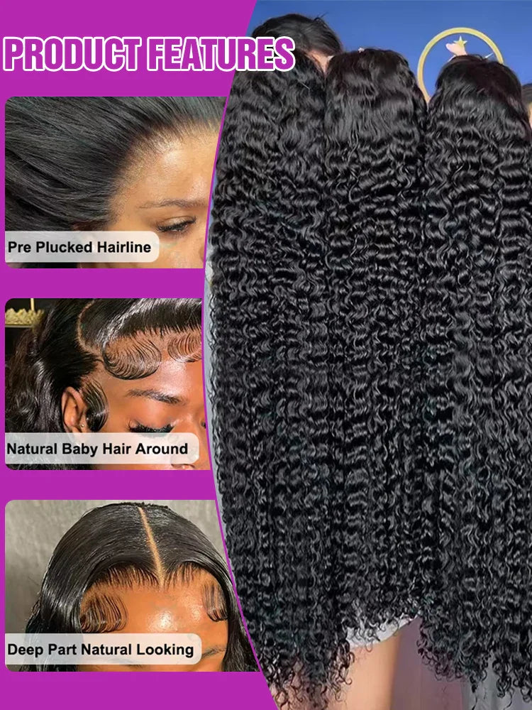 Water Curly 300 Density Glueless Human Hair Lace Front Wig Loose Deep Wave Brazilian 13x6 360 Full HD Lace Frontal Wig For Women