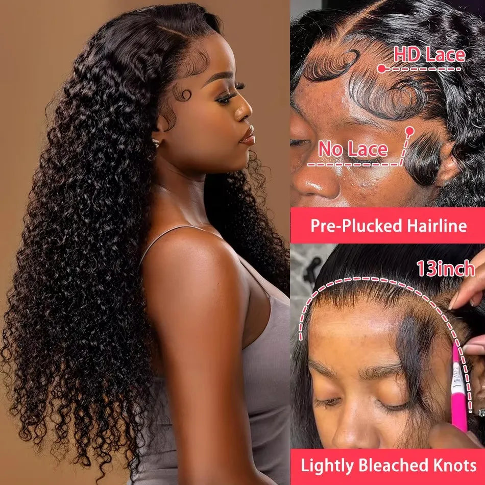 40 Inch Deep Wave 13x6 HD Lace Front Wigs Pre Plucked 6x6 Glueless Wigs Human Hair Brazilian Curly Human Hair Wig For Women