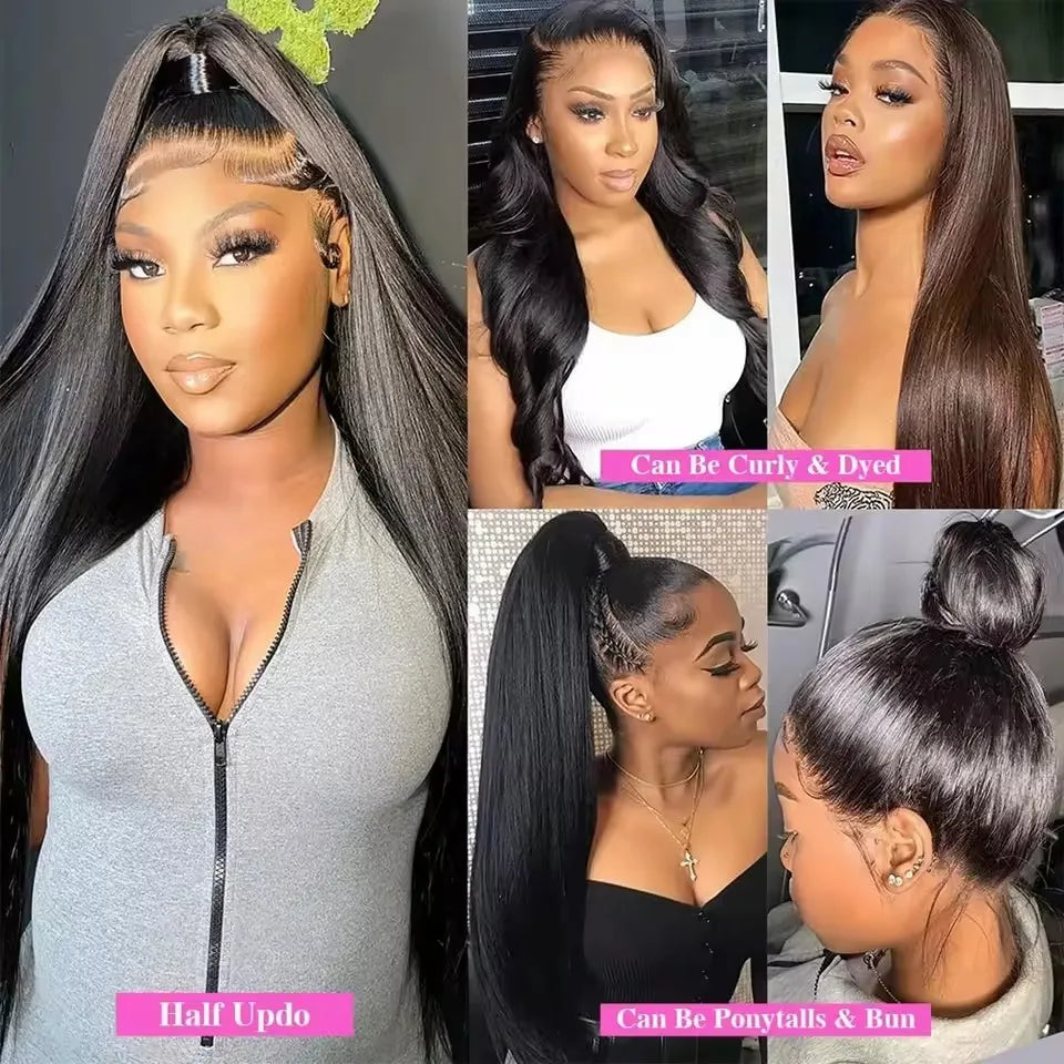 13x4 Bone Straight Human Hair Wigs 13x6 Hd Lace Frontal 40 Inch Straight Transparent Lace 220 Density Human Hair Wig For Women