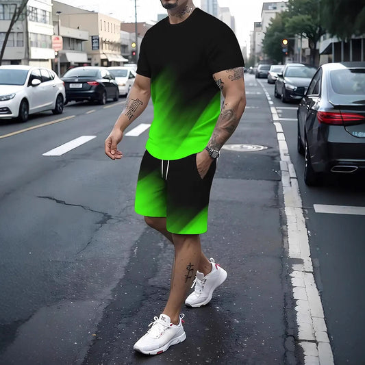 Summer Fashion Trend 3D Digital Printing Men's Shorts Suit
