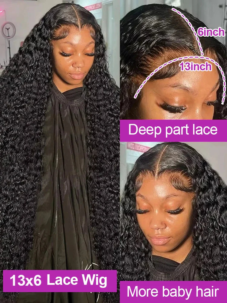 Water Curly 300 Density Glueless Human Hair Lace Front Wig Loose Deep Wave Brazilian 13x6 360 Full HD Lace Frontal Wig For Women