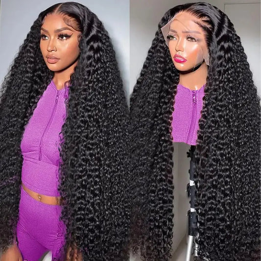 40 Inch Deep Wave Frontal Wig Transparent 13x4 13x6 HD Lace Frontal Human Hair Wigs Curly Human Hair Lace Frontal Wigs For Women