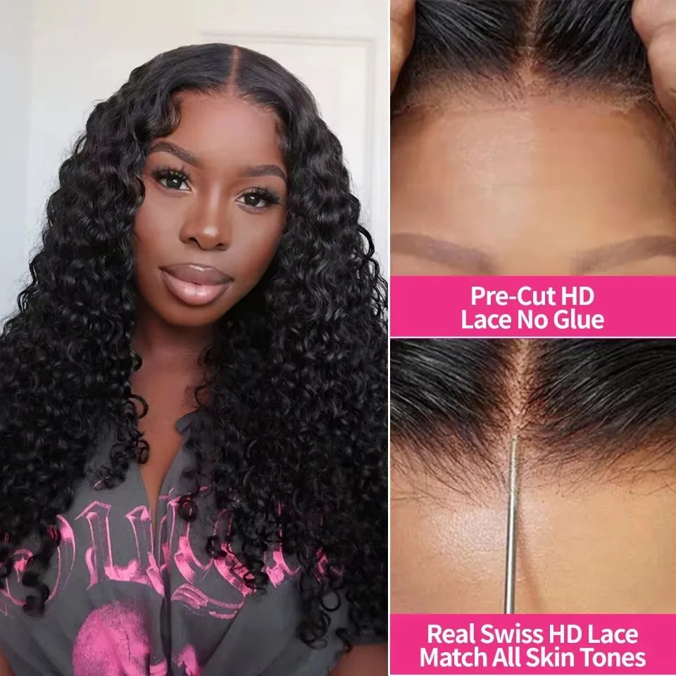 40 Inch Deep Wave 13x6 HD Lace Front Wigs Pre Plucked 6x6 Glueless Wigs Human Hair Brazilian Curly Human Hair Wig For Women