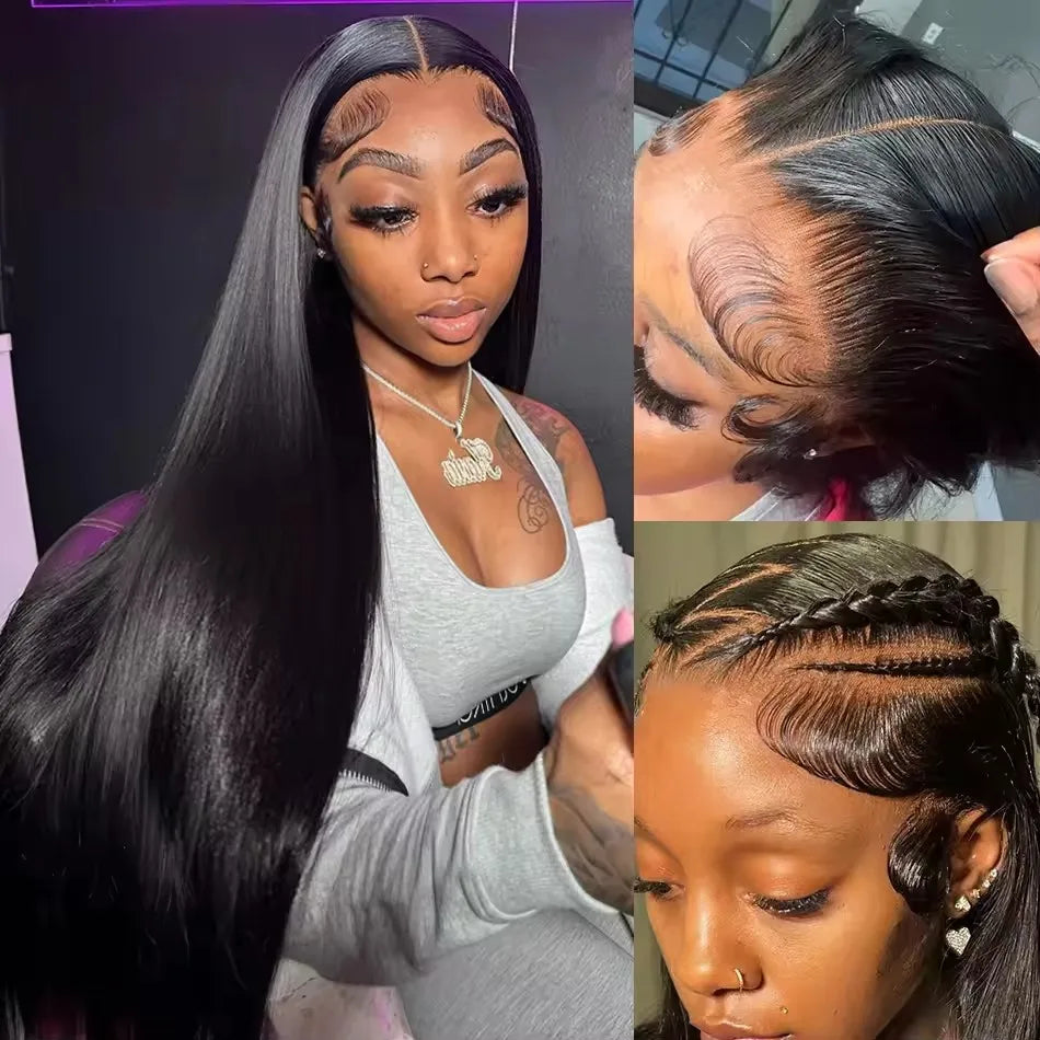 13x4 Bone Straight Human Hair Wigs 13x6 Hd Lace Frontal 40 Inch Straight Transparent Lace 220 Density Human Hair Wig For Women