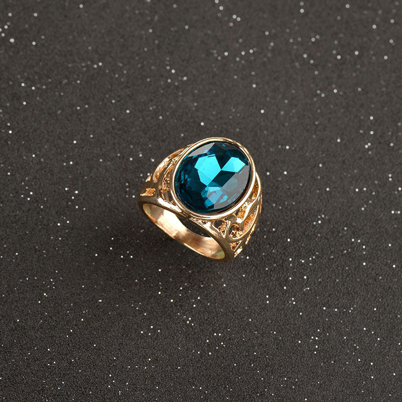 Fashion Simple Golden Agate Ladies Ring