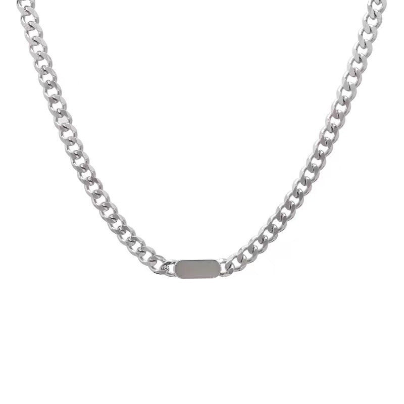 Trendy Unique Hip Hop Style Ornament Oval Can Carve Writing Men's Thick Crazy Wide Chain Necklace